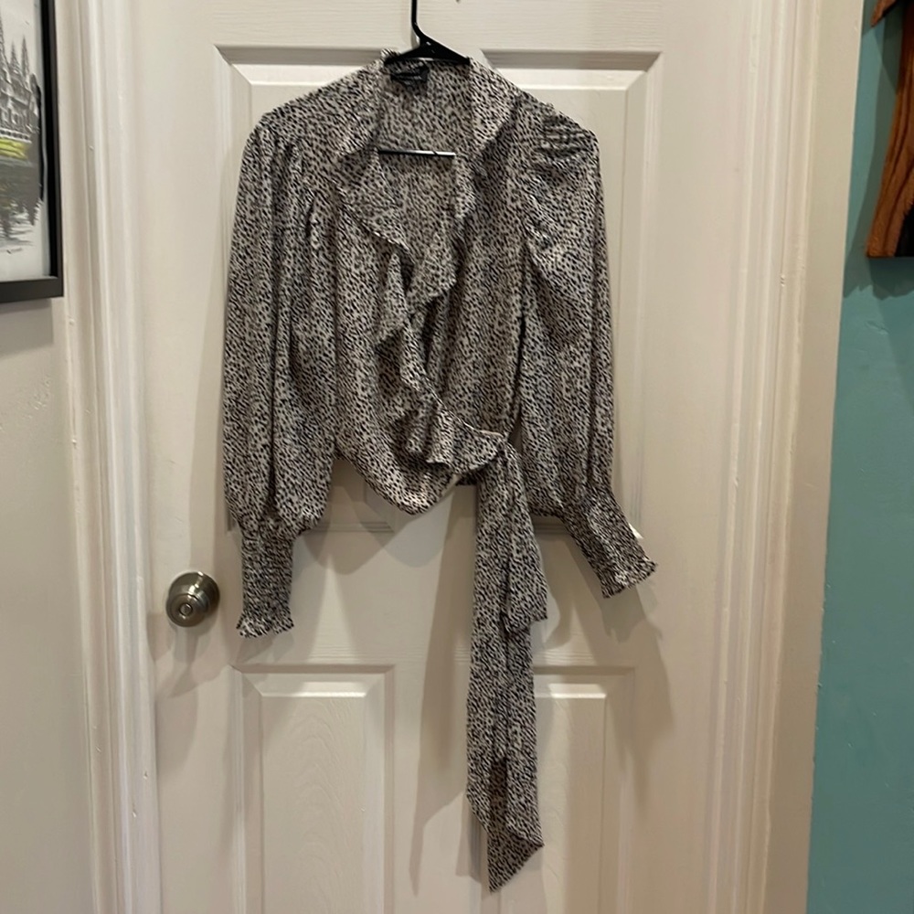 Speckled wrap around blouse